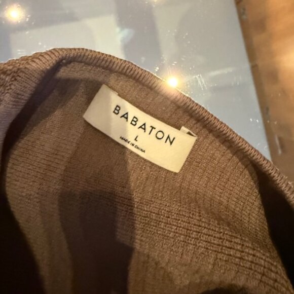 Pre-Loved Aritzia Babaton Sculpt Knit Scoopneck Cropped Tank in Taupe - Size L - Picture 3 of 4